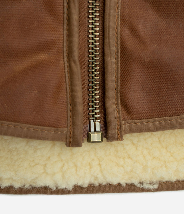 Tonton et Fils - Le gilet homme « Léon » waxé camel fabriqué en France - Vue sur le bat du gilet