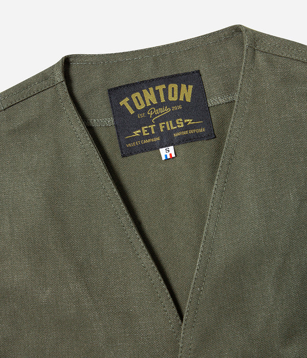 Le gilet « Belleville » canvas stonewashed kaki