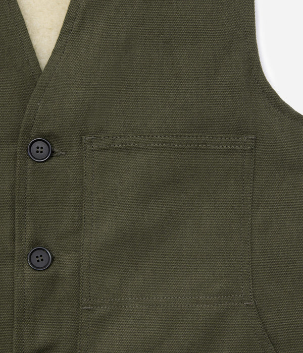 Tonton et Fils - Le gilet homme «Jeannot» doublé mouton - Kaki - Fabriqué en France - Vue sur la poche avant