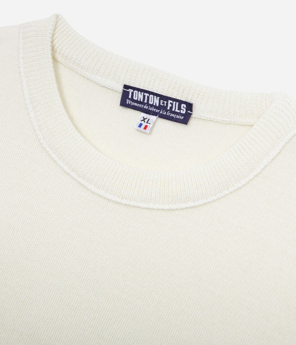Tonton et Fils - Le pull homme « Cape Cod» écru fabriqué en France - Vue sur l'emmanchure