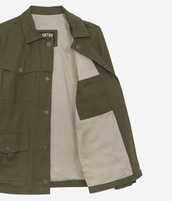 Tonton et Fils - La veste homme «Achille» canvas olive - Fabriquée en France - Vue sur la doublure intérieure