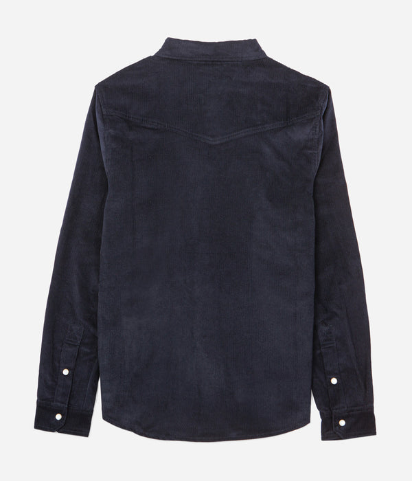 Tonton et Fils - La chemise Homme «Jimmy» velours Marine fabriquée en France - Vue de dos