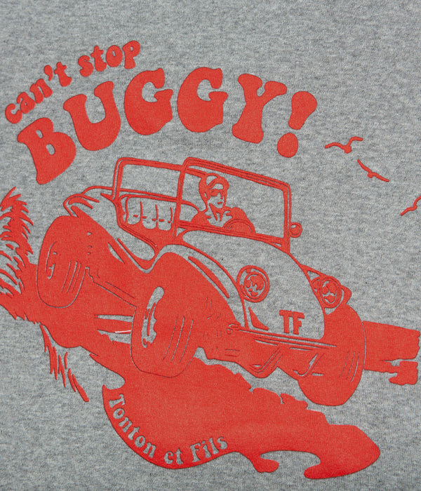 Tonton et Fils - Le tee-shirt manches courtes homme «Can’t stop Buggy» gris chiné et marine - Fabriqué en France - Vue générale du logo