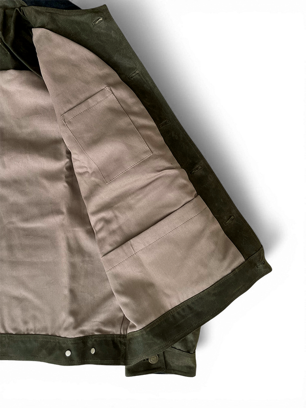 Le blouson «Monterey II » canvas waxé kaki et doublure polycoton