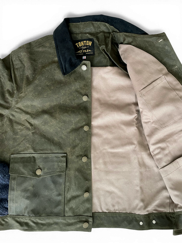 Le blouson «Monterey II » canvas waxé kaki et doublure polycoton