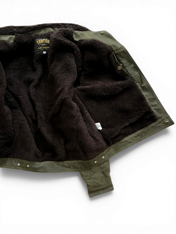 Le blouson « Monterey II » waxé kaki doublé laine