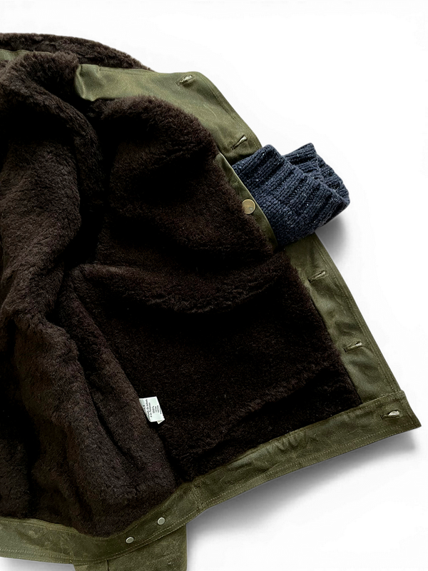 Le blouson « Monterey II » waxé kaki doublé laine