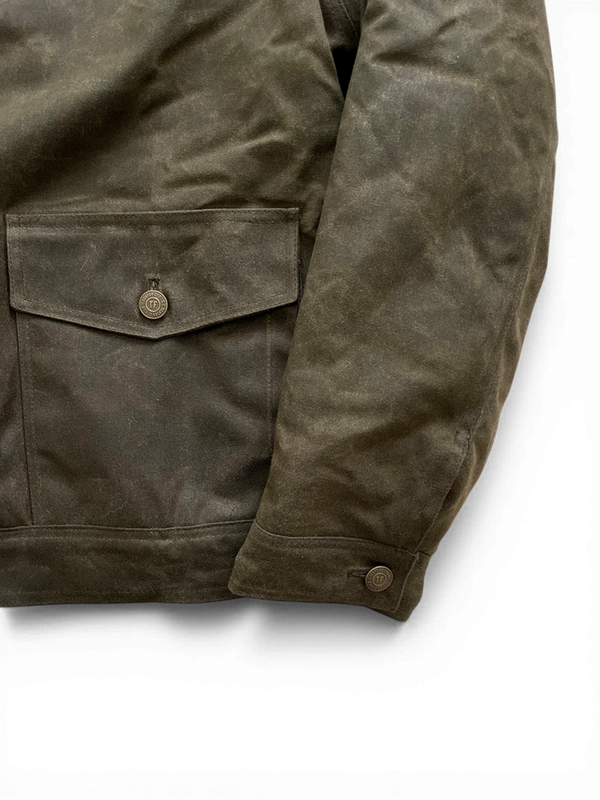 Le blouson « Monterey II » waxé kaki doublé laine