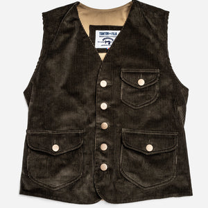 Tonton et Fils - Le gilet homme «Raoul» velours olive et canvas kaki clair - Fabriqué en France - Vue générale