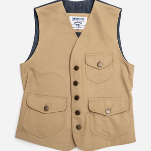 Tonton et Fils - Le gilet homme «Raoul» canvas kaki clair et denim - Fabriqué en France - Vue générale