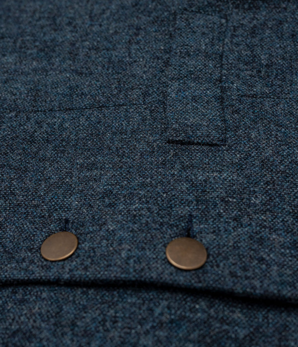 Tonton et Fils - Le veston homme «Fernand» tweed bleu et canvas kaki clair - Fabriqué en France - Vue sur la boutonnière