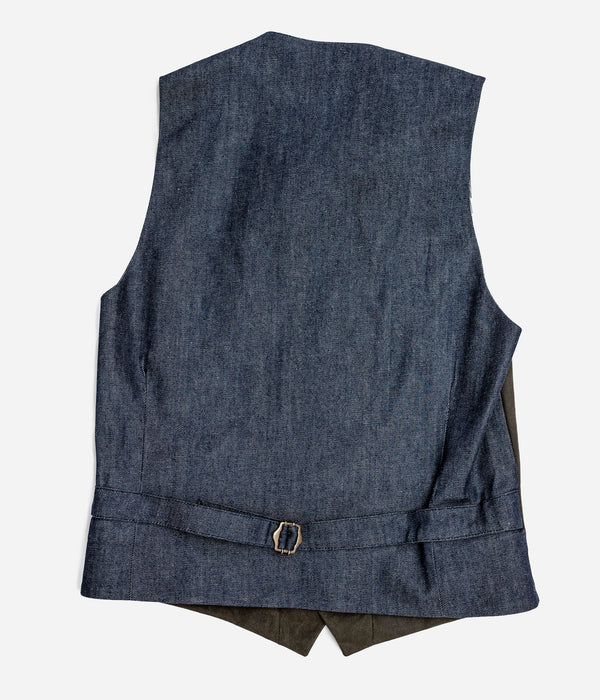 Tonton et Fils - Le veston homme «Fernand» canvas waxé kaki et denim - Vue de dos