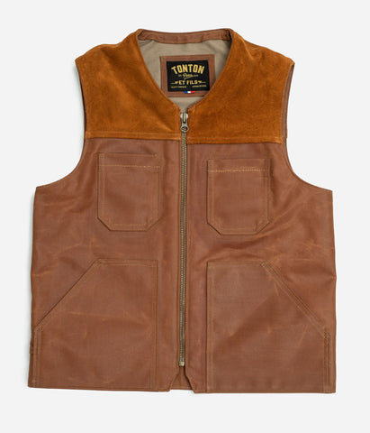 Le gilet «Gaston» waxé camel