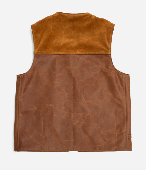 Tonton et Fils - Le gilet homme «Gaston» waxé camel fabriqué en France - Vue de dos