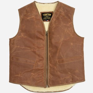 Tonton et Fils - Le gilet homme « Léon » waxé camel fabriqué en France - Vue générale