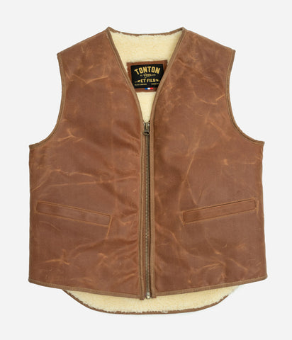 Le gilet «Léon» waxé camel