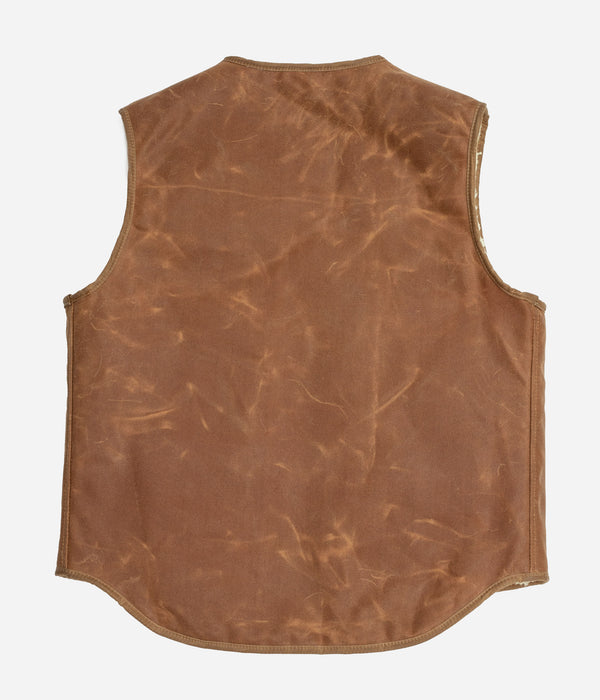 Tonton et Fils - Le gilet homme « Léon » waxé camel fabriqué en France - Vue de dos