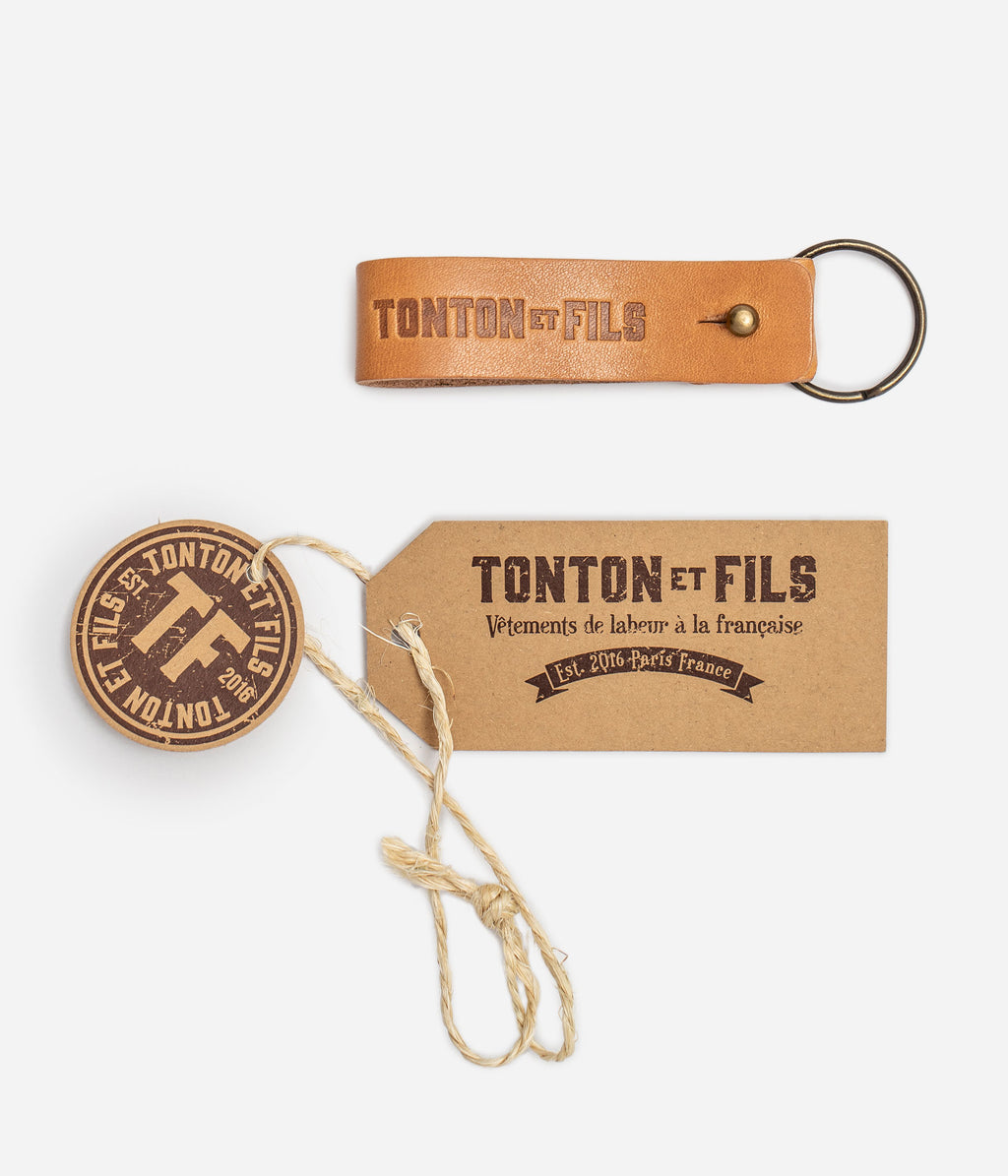 Tonton et Fils - Le porte-clés "Tonton" miel clair - Vue générale avec son étiquette