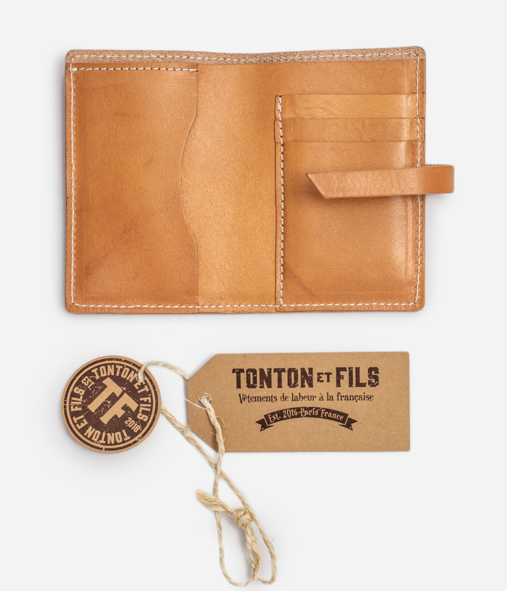 Tonton et Fils - Le portefeuille "Tonton" miel clair - Vue sur le portefeuille ouvert