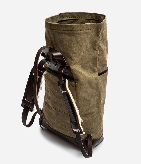 Tonton et Fils - Le sac à dos de «Tonton» kaki stonewashed - Vue face arrière ouvert