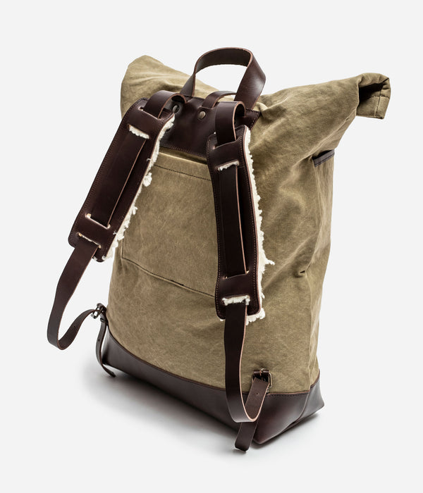 Tonton et Fils - Le sac à dos de «Tonton» kaki stonewashed - Vue arrière fermé