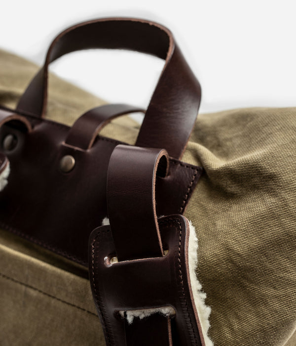 Tonton et Fils - Le sac à dos de «Tonton» kaki stonewashed - Vue sur les poignées