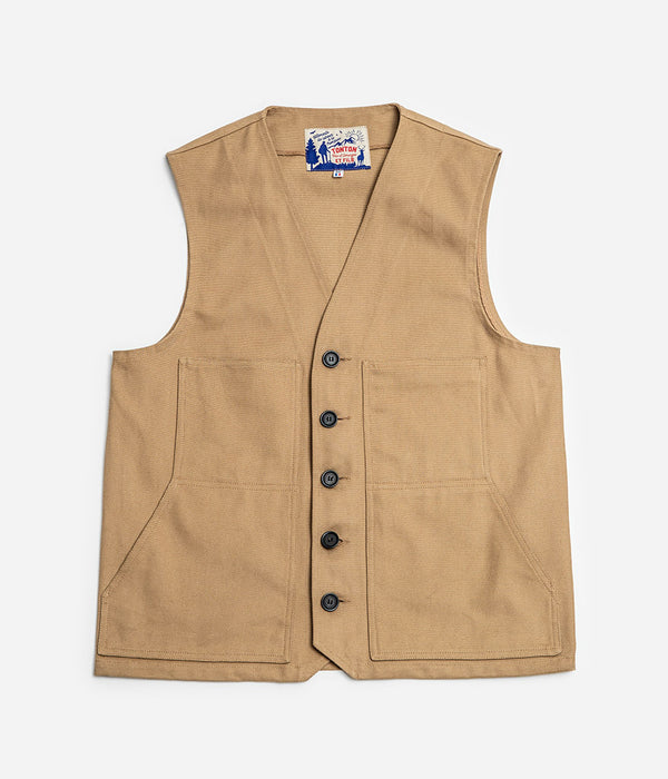 Tonton et Fils - Le gilet homme «Jeannot» tan fabriqué en France - Vue générale