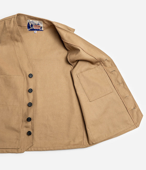 Tonton et Fils - Le gilet homme «Jeannot» tan fabriqué en France - Vue sur l'intérieur