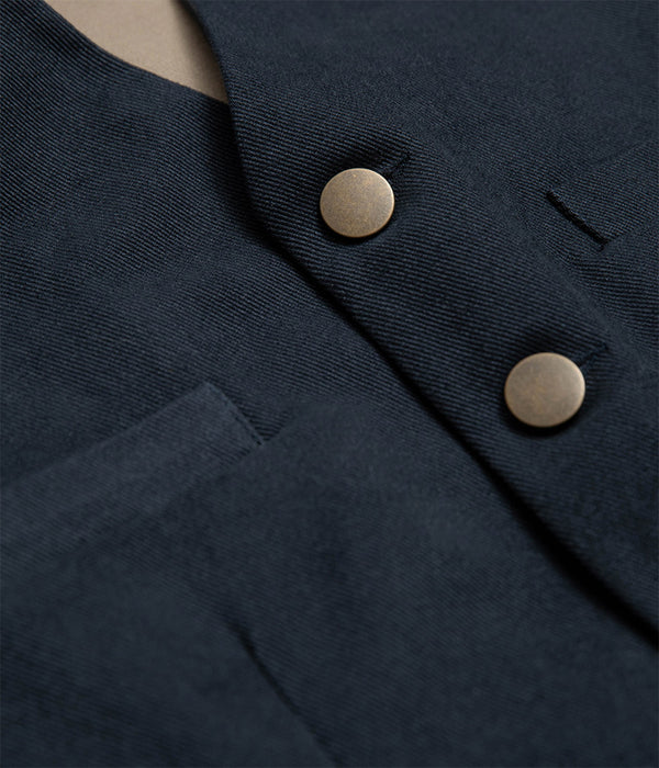 Tonton et Fils - Le veston homme «Auguste» marine dos kaki clair - Fabriqué en France - Vue sur la boutonnière