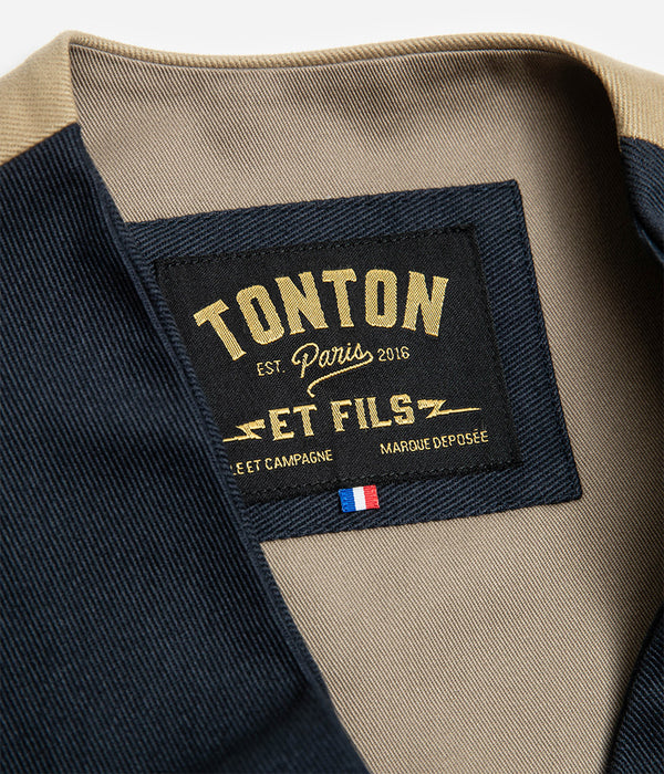 Tonton et Fils - Le veston homme «Auguste» marine dos kaki clair - Fabriqué en France - Vue sur l'encolure