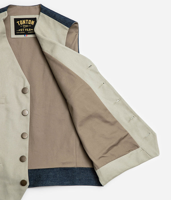 Le veston «Auguste» stone denim (5 boutons)