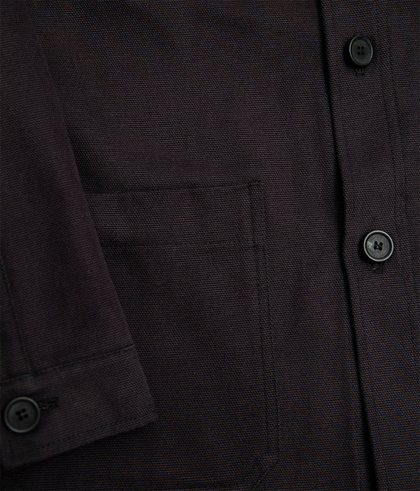 Tonton et Fils - La veste homme «Besogne» canvas marine fabriquée en France - Vue sur la boutonnière et la grande poche avant