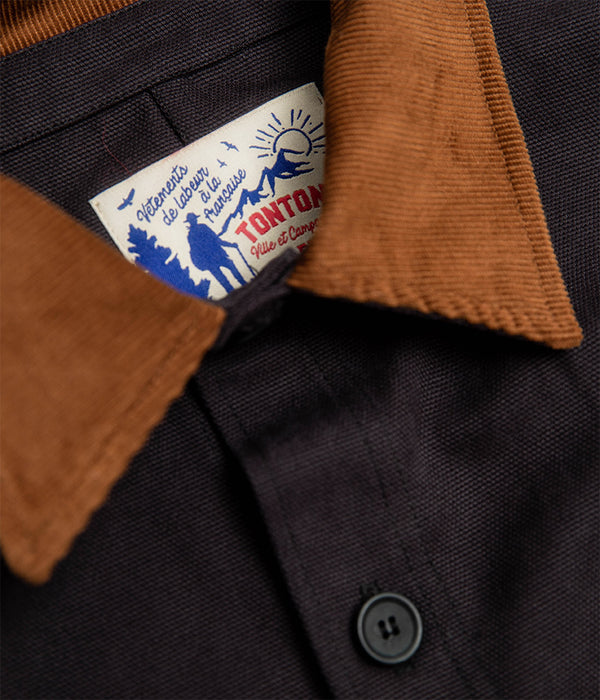 Tonton et Fils - La veste homme «Besogne» canvas marine fabriquée en France - Vue sur le col