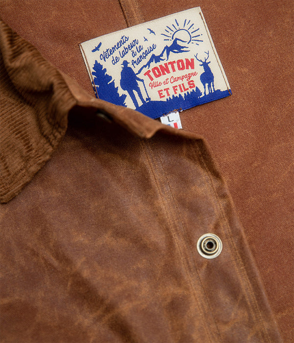 Tonton et Fils - La veste homme «Besogne» canvas waxée fabriquée en France - Vue sur la boutonnière et le col