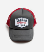 Tonton et Fils - Casquette "Trucker" - coloris Gris-Rouge - Vue face avant
