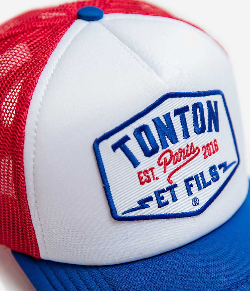 Tonton et Fils - Casquette "Trucker" - Face avant coloris bleu - blanc - rouge