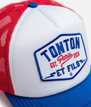 Tonton et Fils - Casquette "Trucker" - Face avant coloris bleu - blanc - rouge