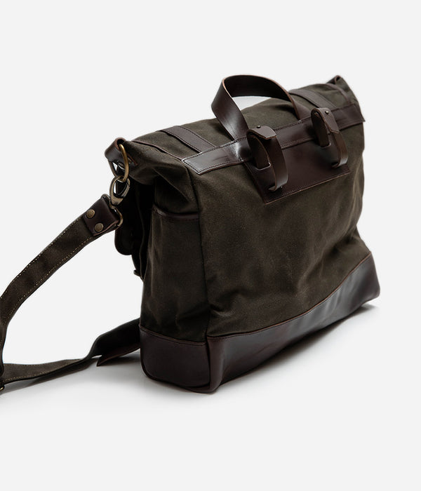 The “Tonton” bag, khaki waxed canvas / brown leather