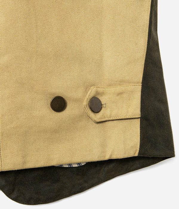 Le gilet «Lucien» canvas waxé kaki et canvas kaki clair