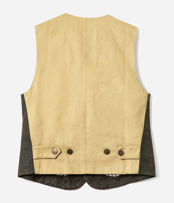 Le gilet «Lucien» canvas waxé kaki et canvas kaki clair