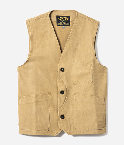 Le gilet « Belleville » moleskine tan