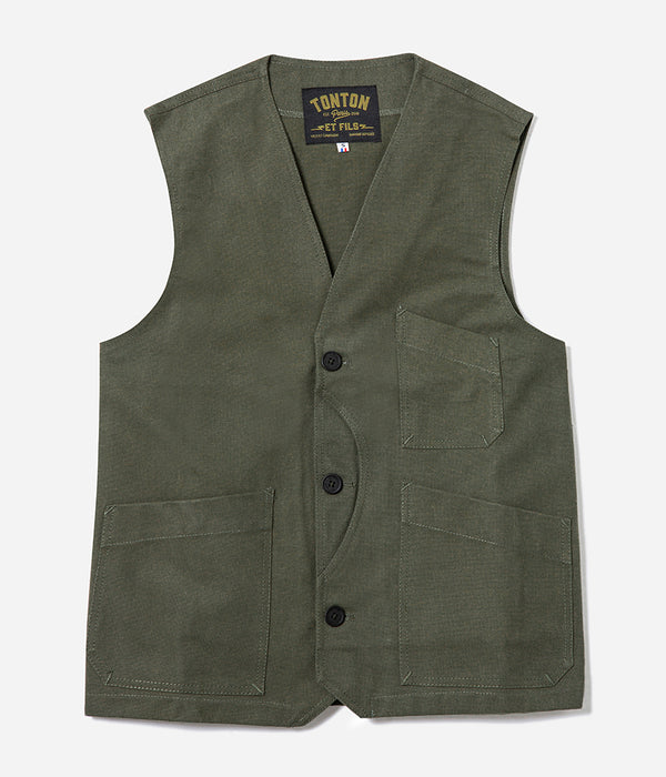 Le gilet « Belleville » canvas stonewashed kaki