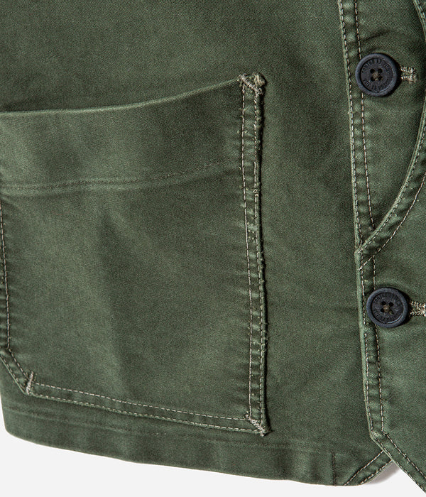 Le gilet « Belleville » moleskine kaki