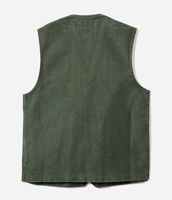 Le gilet « Belleville » moleskine kaki