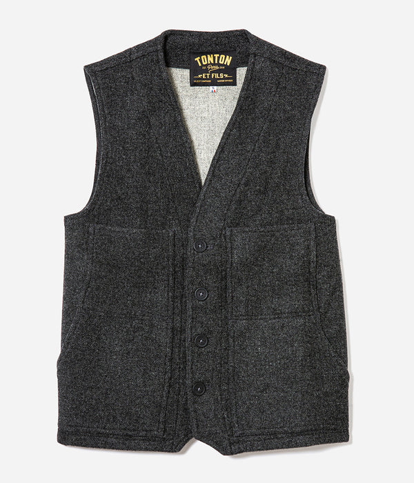 Le gilet « Jeannot » en laine gris