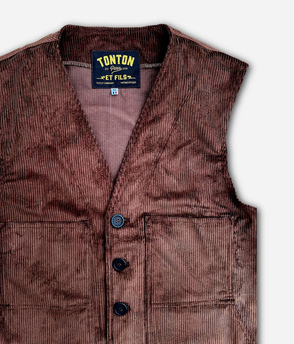 Gilet « Jeannot » velours brun