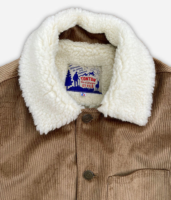 Le blouson « Monterey » velours beige doublé laine