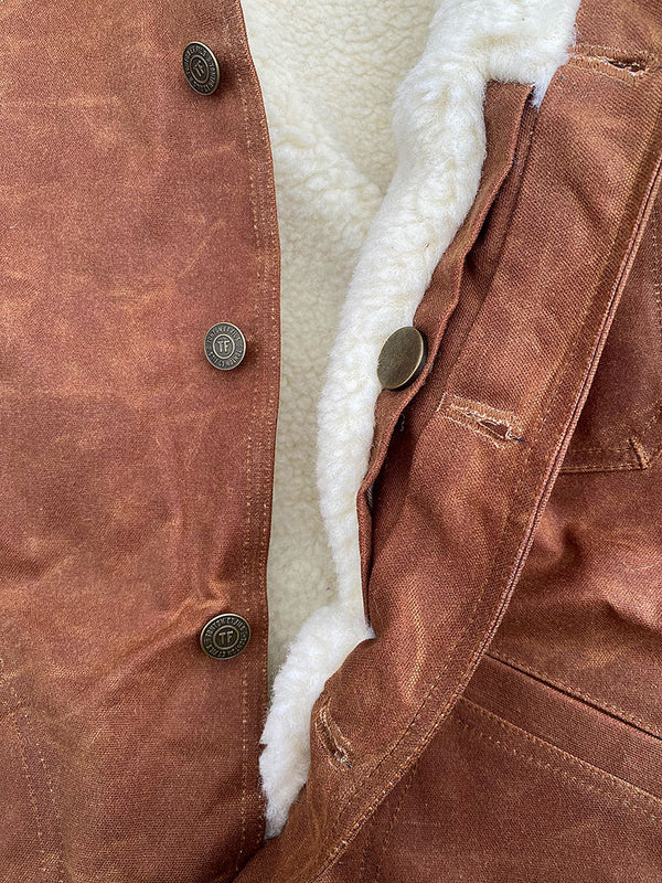 Le blouson « Monterey » waxé camel doublé laine