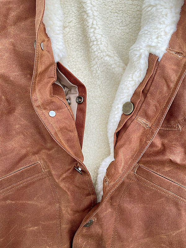 Le blouson « Monterey » waxé camel doublé laine