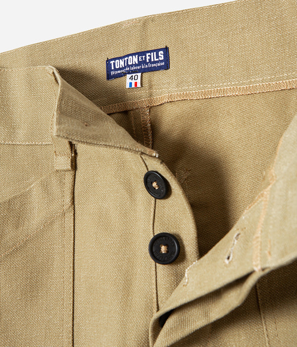 Le pantalon « Arsène » Toile canvas beige lavée